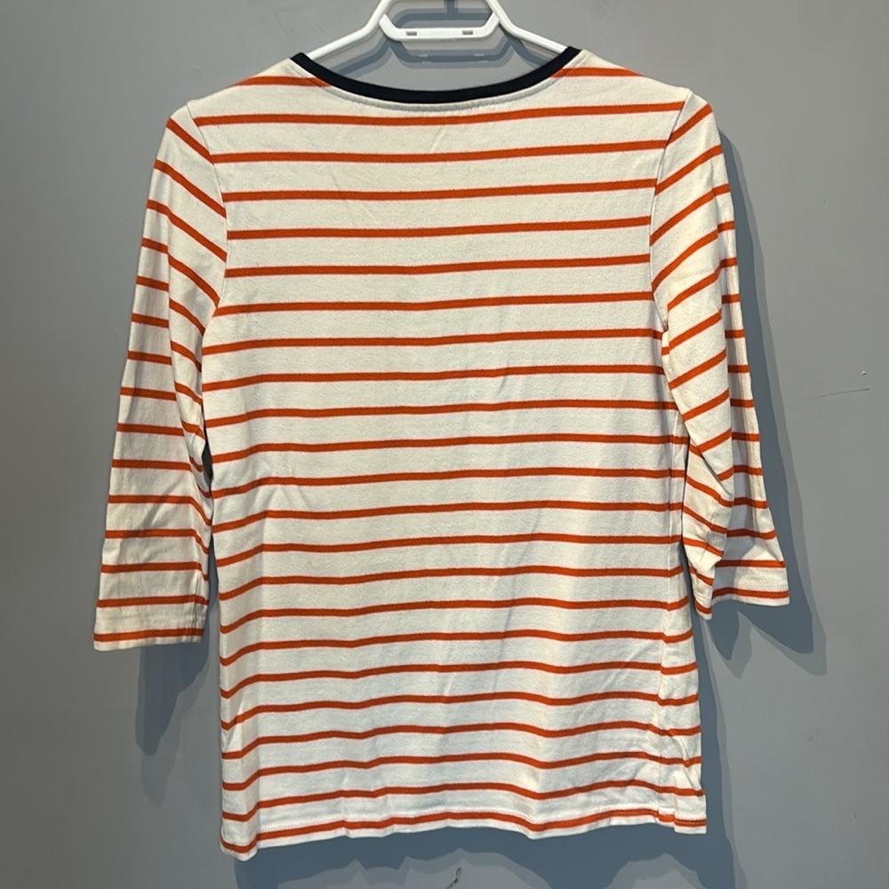 Tommy Hilfiger Orange, Navy And White Striped Lace Up Top - Picture 3 of 6